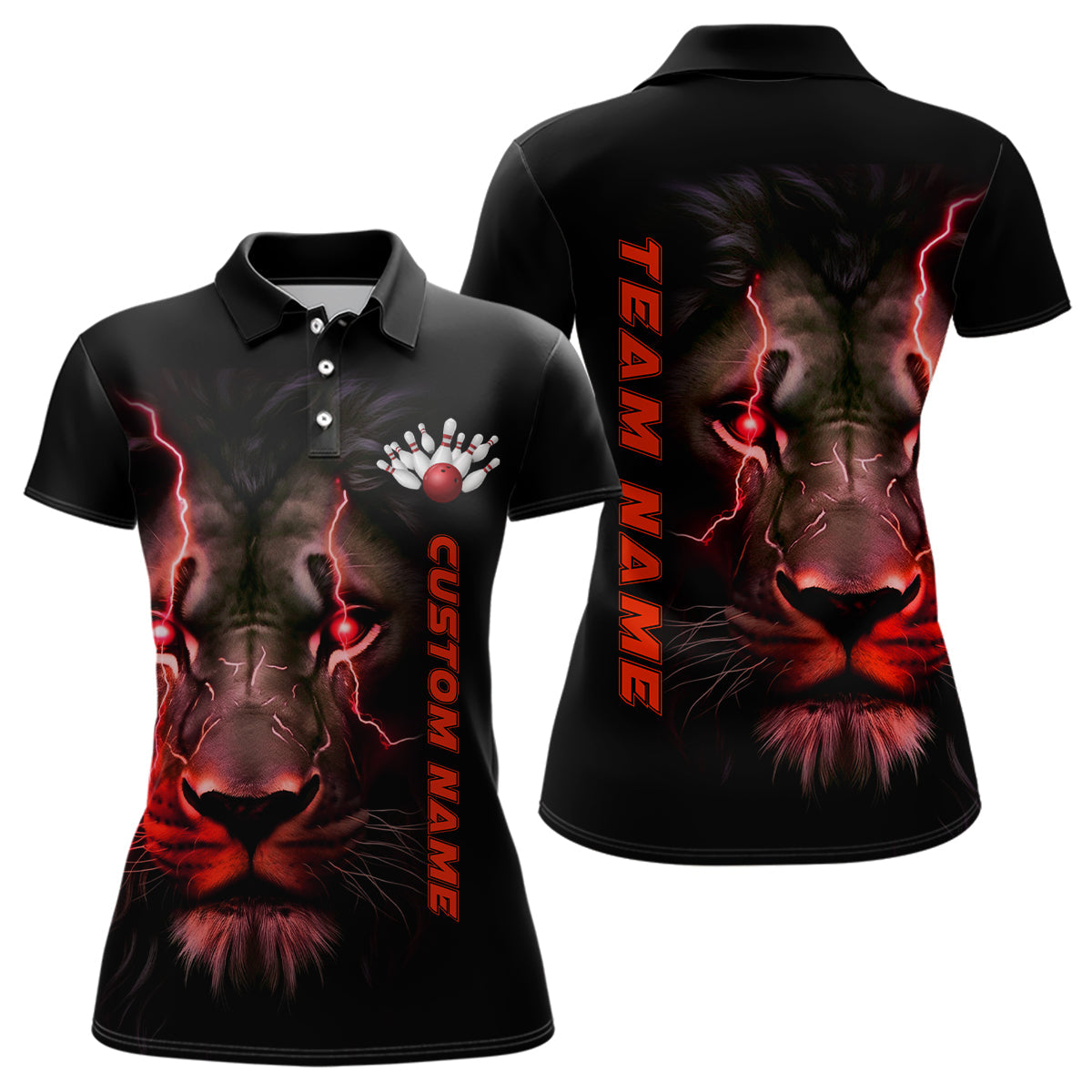 Red Lion Custom Women Bowling Polo Shirts Bowling League Shirts Bowling Team Jerseys IPHW5359