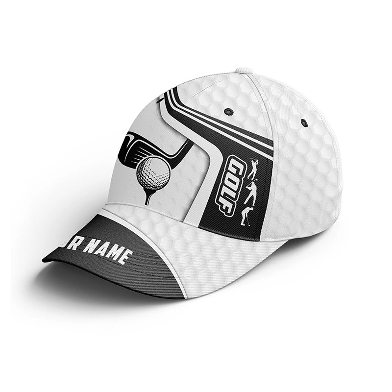 Black and white golf clubs golf ball skin Golfer hat custom name