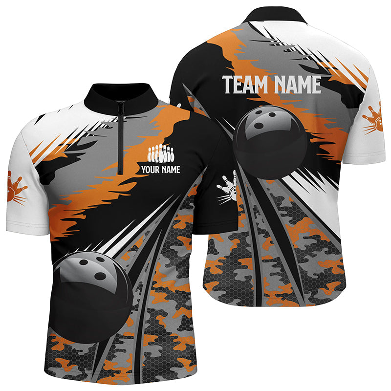 Green Camo Bowling Shirts For Men Custom Bowling Quarter-Zip Shirt Tea –  ChipteeAmz