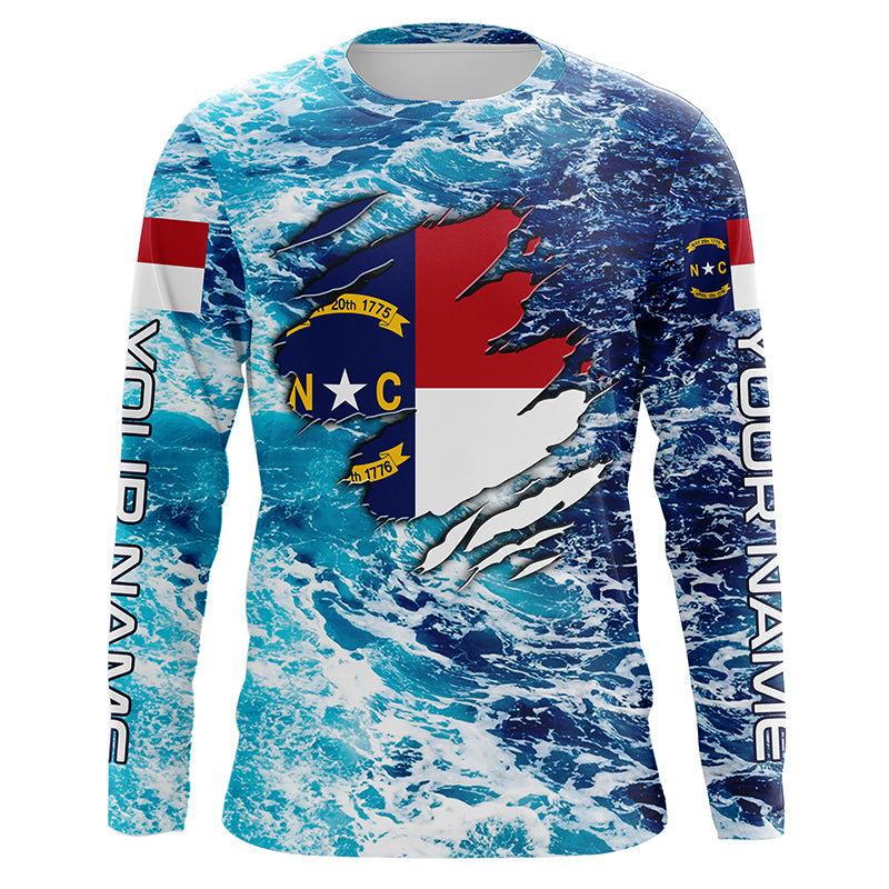 Personalized sea waves camo Long sleeve UV Protection Fishing Shirts, –  Myfihu