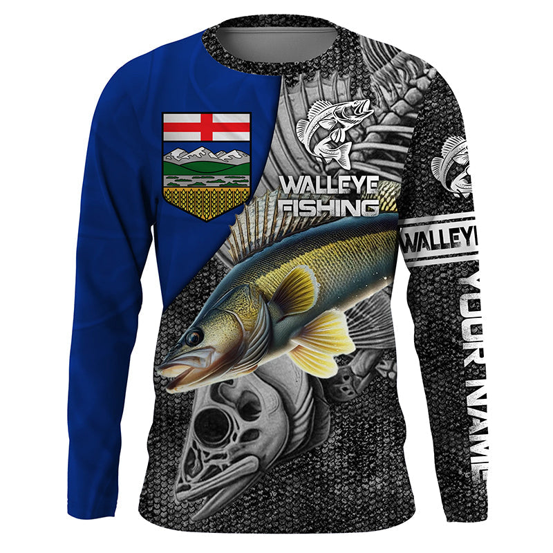 Alberta Flag Walleye Fishing Custom long sleeve performance