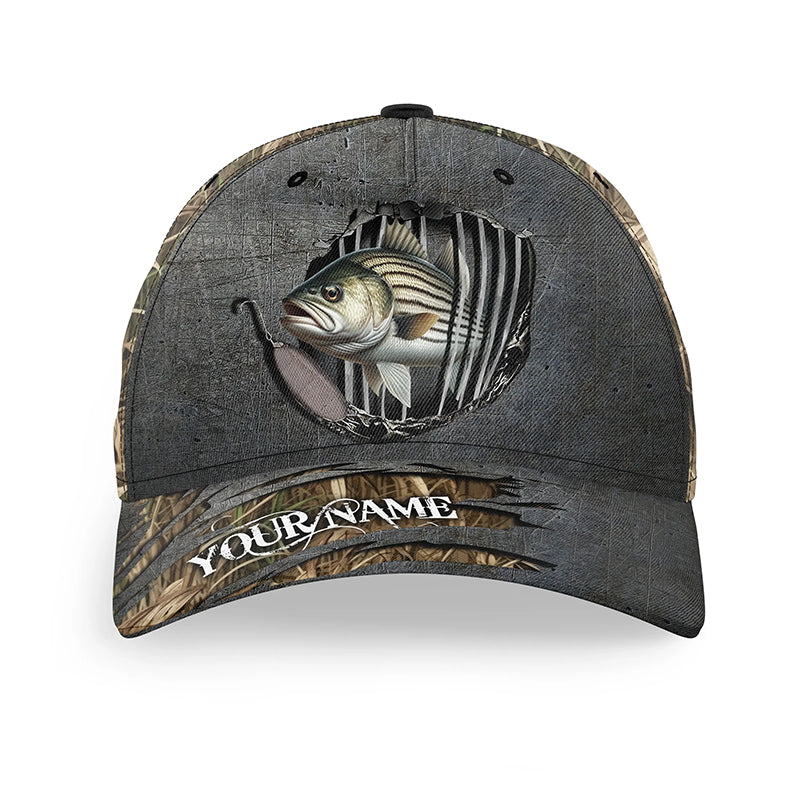 Striped Bass fishing camo Custom fishing hat Unisex Fishing Baseball A –  Myfihu