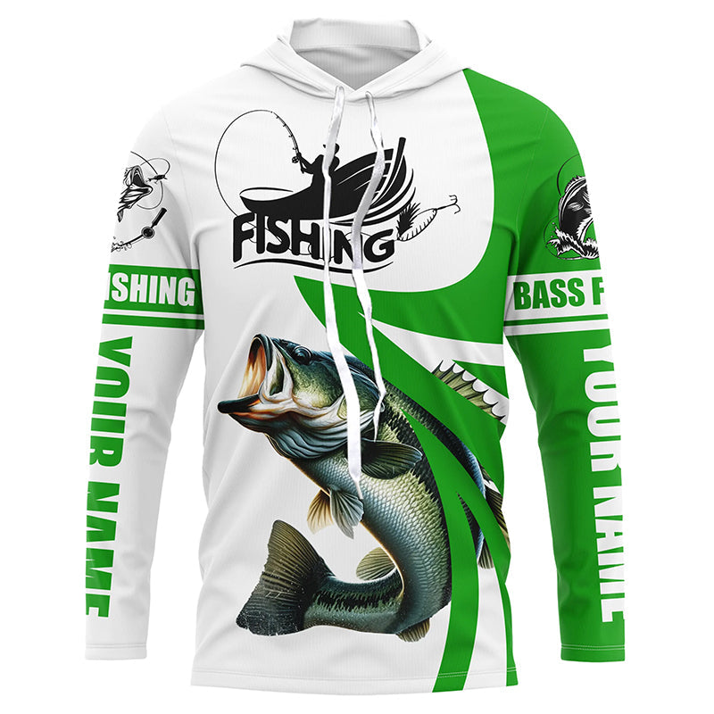 Peacock Bass Fishing Custom Name Performance Long Sleeve Fishing Shirt UV Protection TTS0011 Long Sleeves UPF + Face Shield / XL
