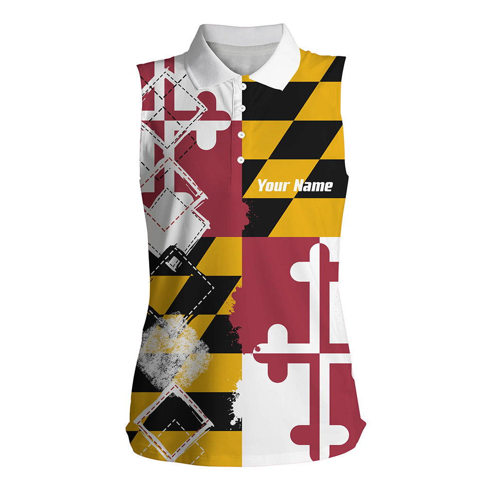 Maryland Flag Patriot Custom Name Golf Shirts For Women, Gift For The  Golfers