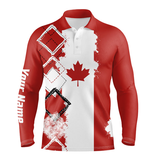 Mens golf polo shirts Canada flag patriot custom name golf shirts for men, gift for the golfers NQS4314