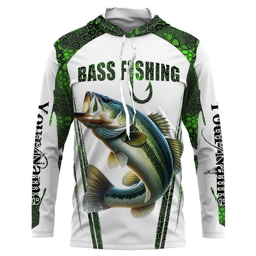 Bass fishing green camo Custom Funny Fishing Shirts, Gift For