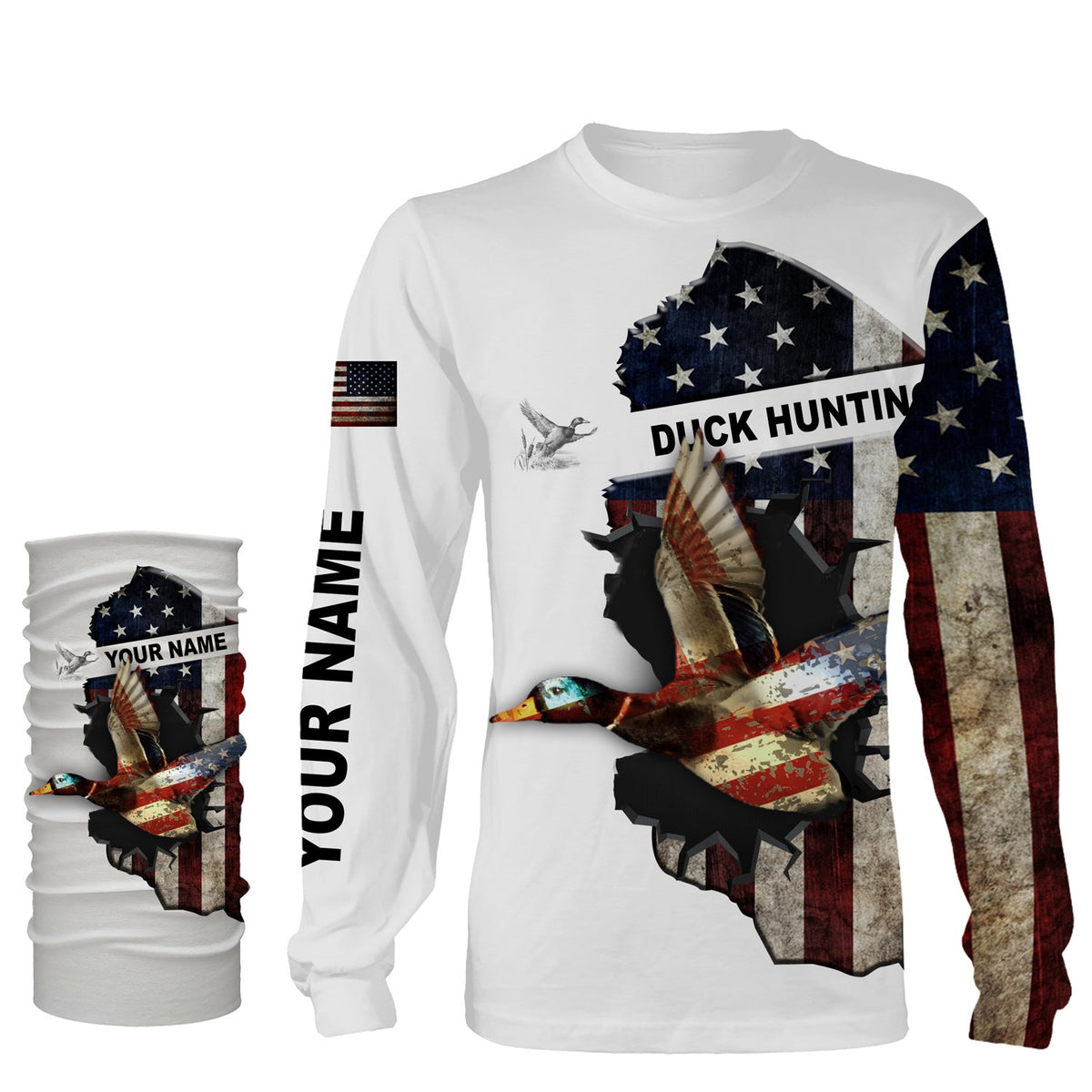 Duck Hunter American Flag USA Hunting Fishing T Shirt