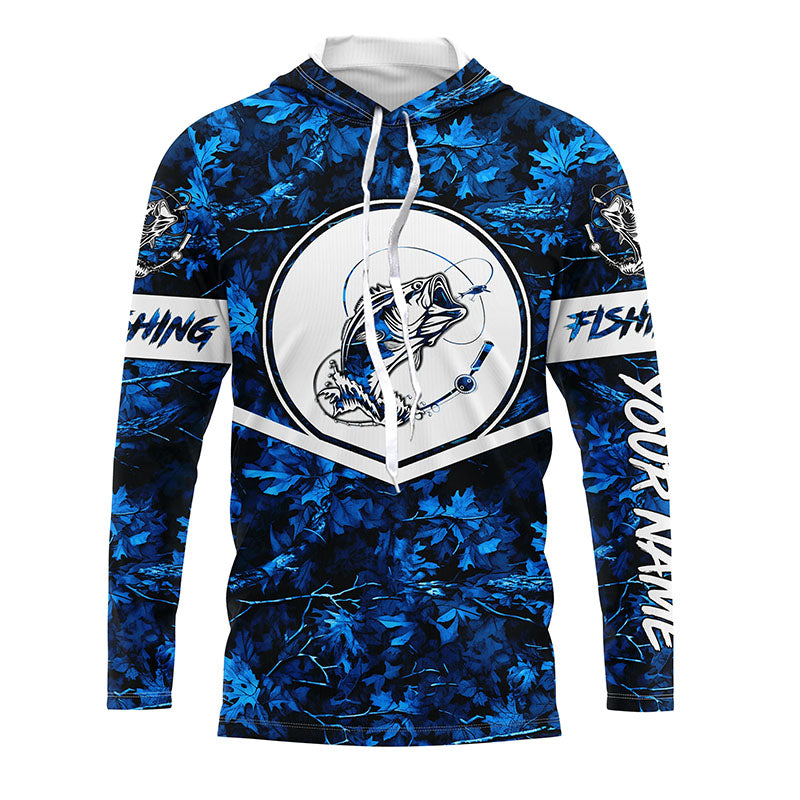 Largemouth Bass fishing blue camo personalized fishing apparel UV prot –  Myfihu