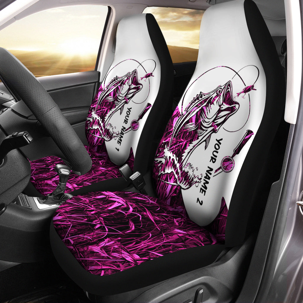 Bass Fishing pink camo Customize 3D car Seat Covers lovers Set of 2, c –  Myfihu