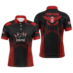 Red and black Bowling polo shirts for men custom name and team name bowling polo team shirts NQS4728