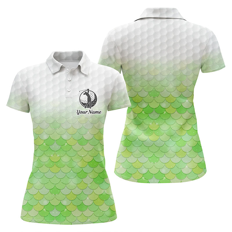 Womens golf polo shirt green mermaid scales custom name pattern golf s –  Myfihu