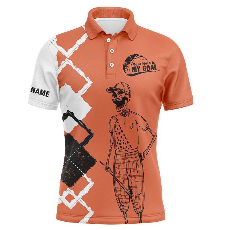 Your Hole Is My Goal Short Sleeve Golf Polo Shirt, Orange Polo