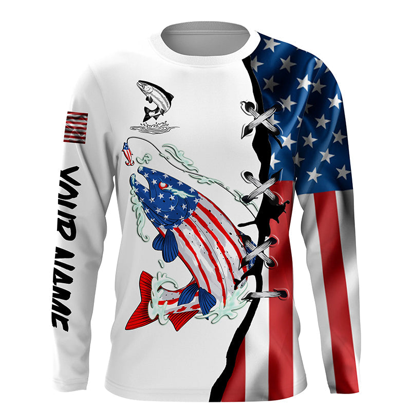 Salmon fishing legend American flag patriotic UV protection Customize –  Myfihu