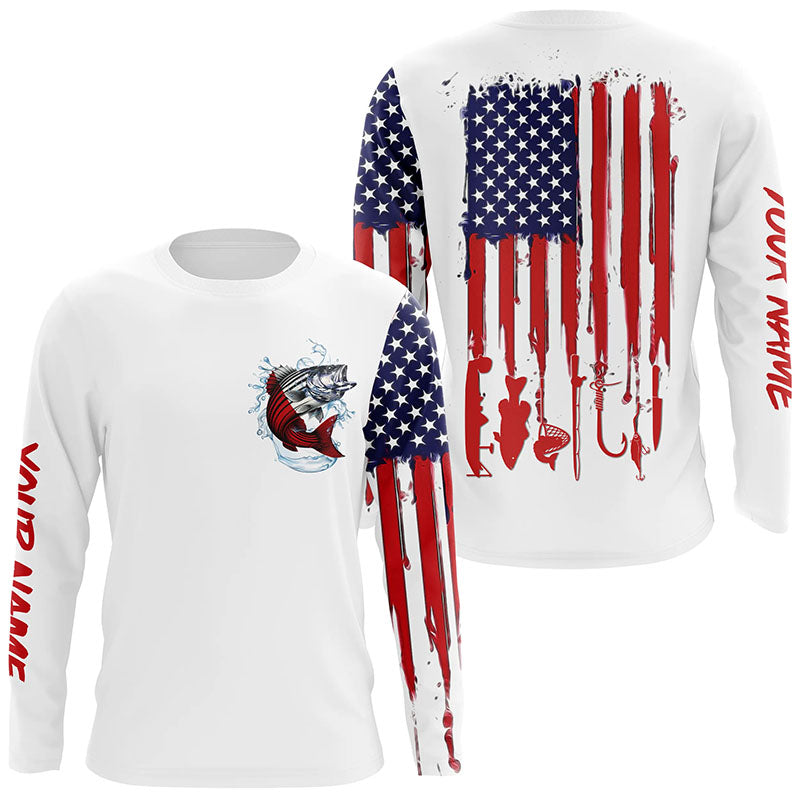 American flag Striped bass fishing personalized patriotic UV Protectio –  Myfihu