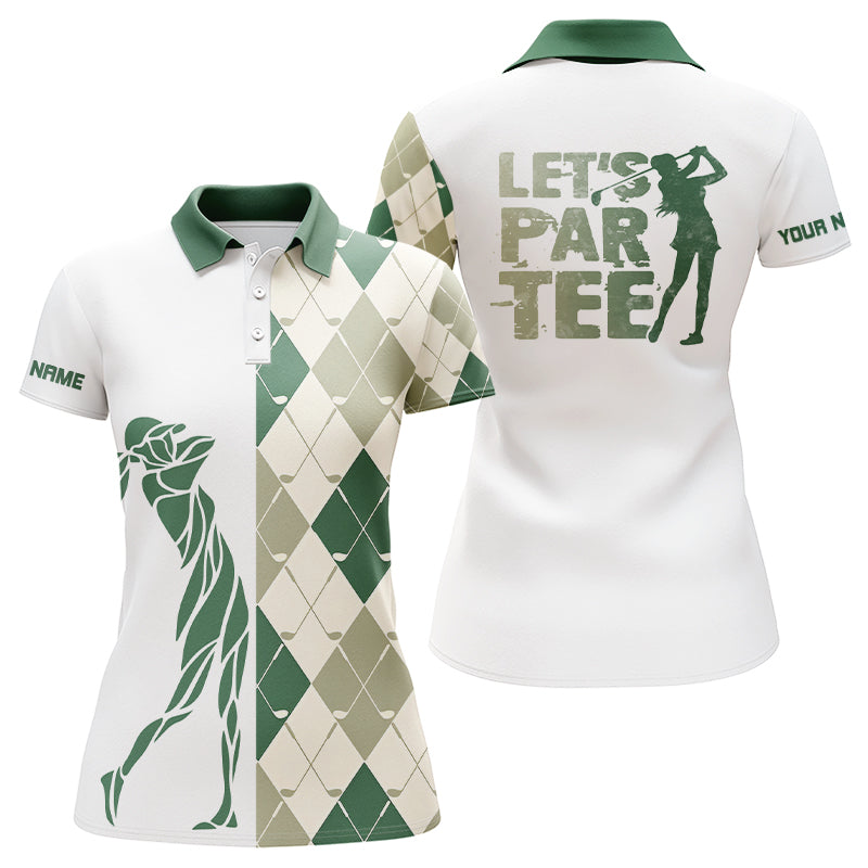 Mens golf polo shirts custom name Green and white golf shirt