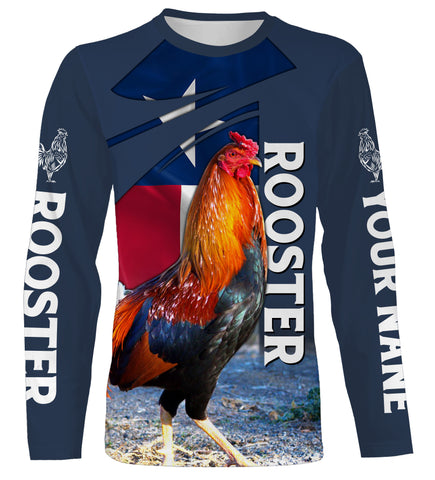 Rooster Texas Flag Custom Name 3D All Over Printed Shirts, Hoodie - Rooster Lovers Gifts Idea FSD2613