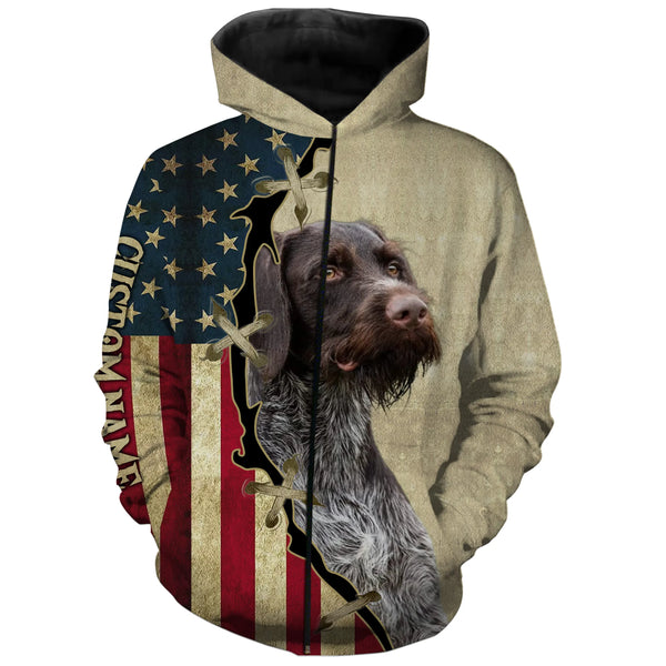 Deutsch Drahthaar American flag T-shirt, Hoodie, Long sleeve Shirt - Custom Dog lover Shirt FSD3945