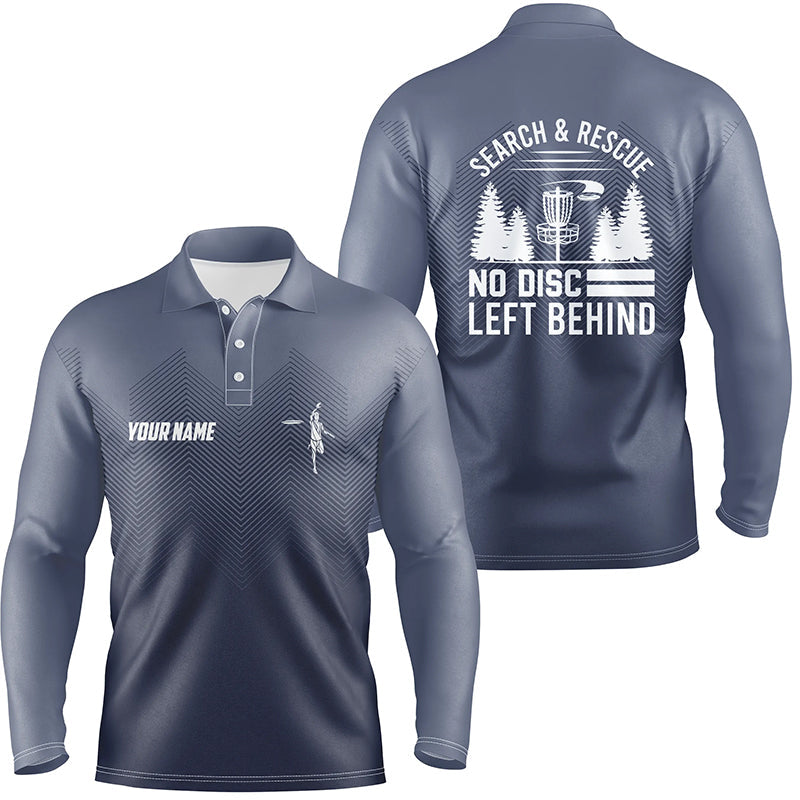 Search & Rescue Navy Blue Geometric Mens Disc Golf Polo Shirts Cool Disc Golf Shirts For Men LDT1069