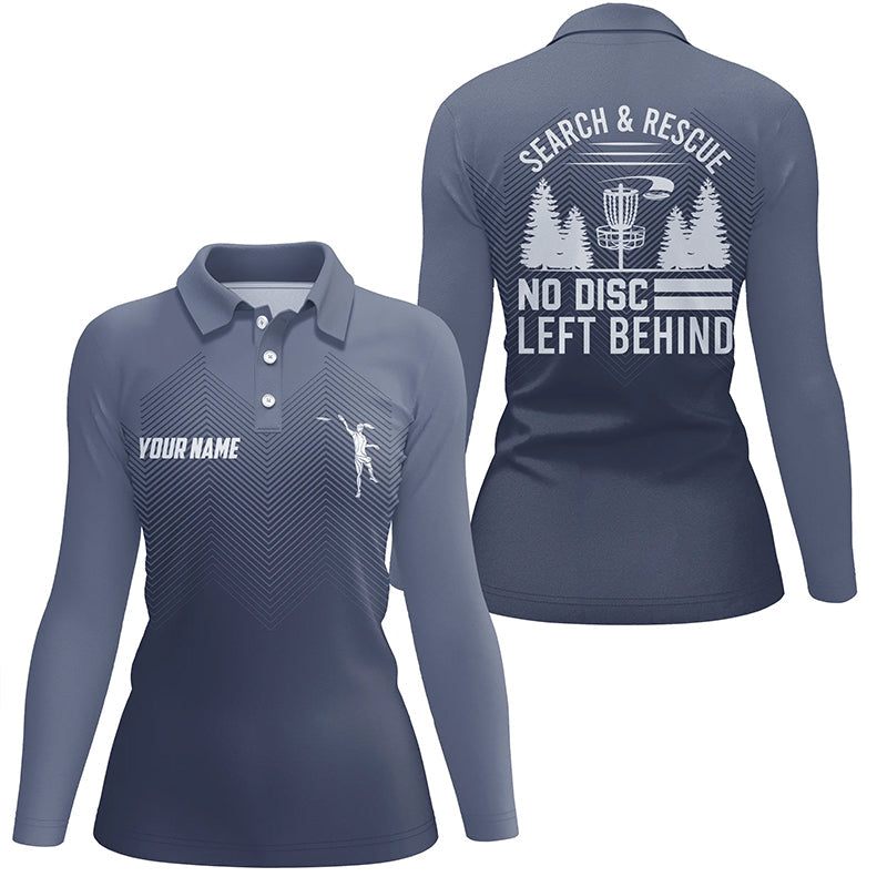 Search & Rescue Navy Blue Geometric Womens Disc Golf Polo Shirt Cool Disc Golf Tops For Women LDT1069