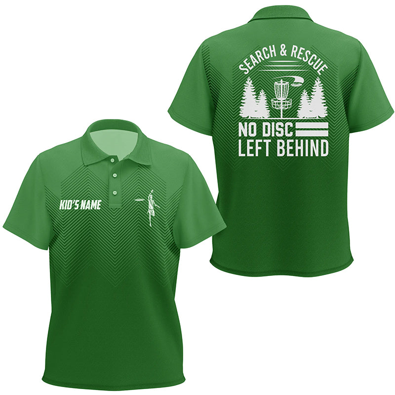 Search & Rescue Green Geometric Kids Disc Golf Polo Shirts Custom Disc Golf Shirts For Kid LDT1070