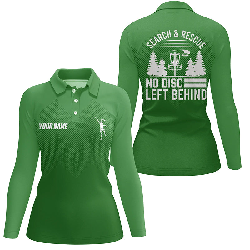 Search & Rescue Green Geometric Womens Disc Golf Polo Shirt Custom Disc Golf Shirts For Women LDT1070