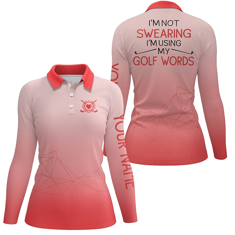 I'm Not Swearing I'm Using My Golf Words Gradient Orange Golf Polo Shirts For Women LDT0387
