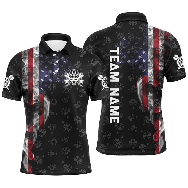 Smoky American Flag Mens Darts Polo Shirt Custom Patriotic Dart Shirts Myfihu 5173