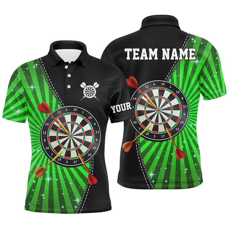 Black Green Halo Mens Darts Polo Shirt Custom Cool Darts Shirt For Men Dart Jerseys LDT1463