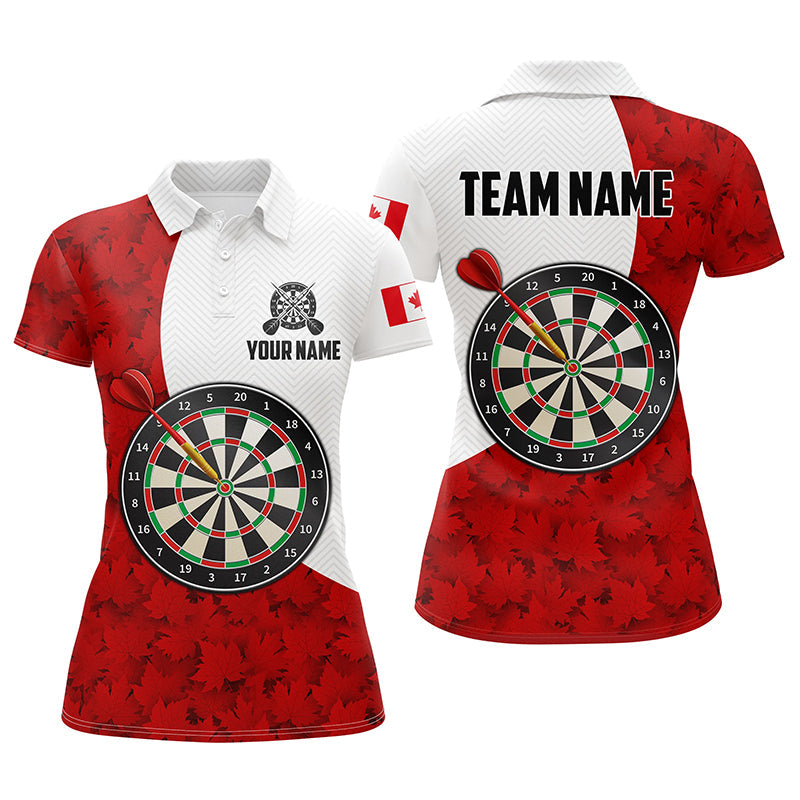 Canada Flag Red Maple Leaf Womens Darts Polo Shirt Custom Patriotic Da Myfihu 9186