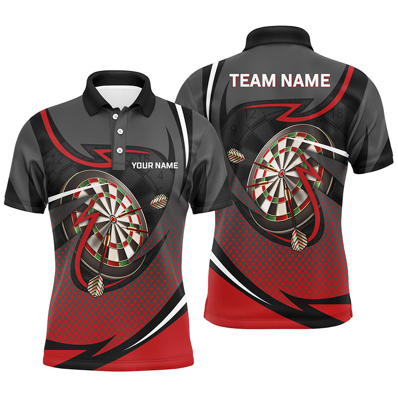 Red And Grey Sports Style Mens Darts Polo Shirt Custom Darts Shirt For Men Dart Jerseys LDT1349