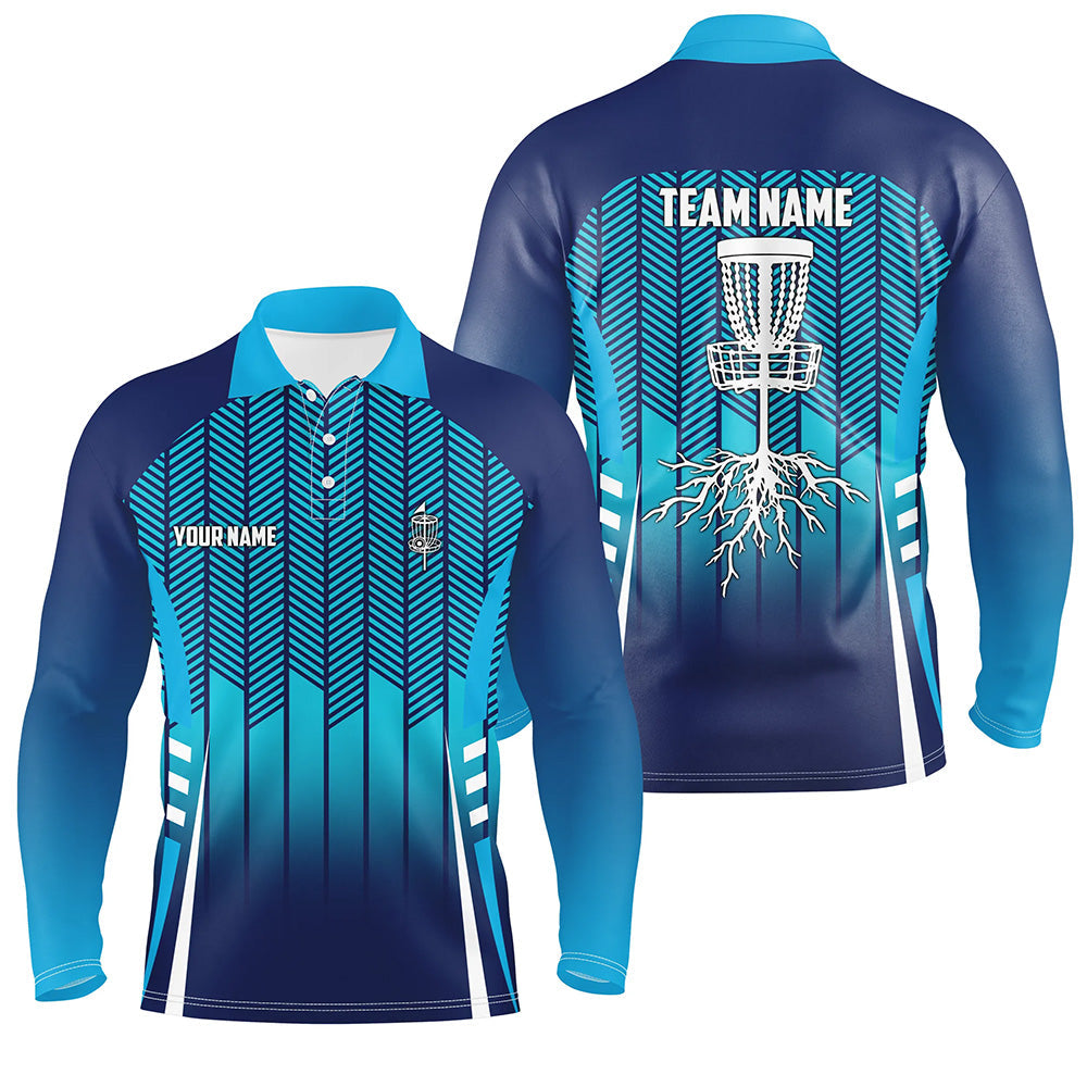 Personalized Sport Style Blue Gradient Mens Disc Golf Polo Shirt Cool Golf Tops For Men Golf Gifts LDT0911