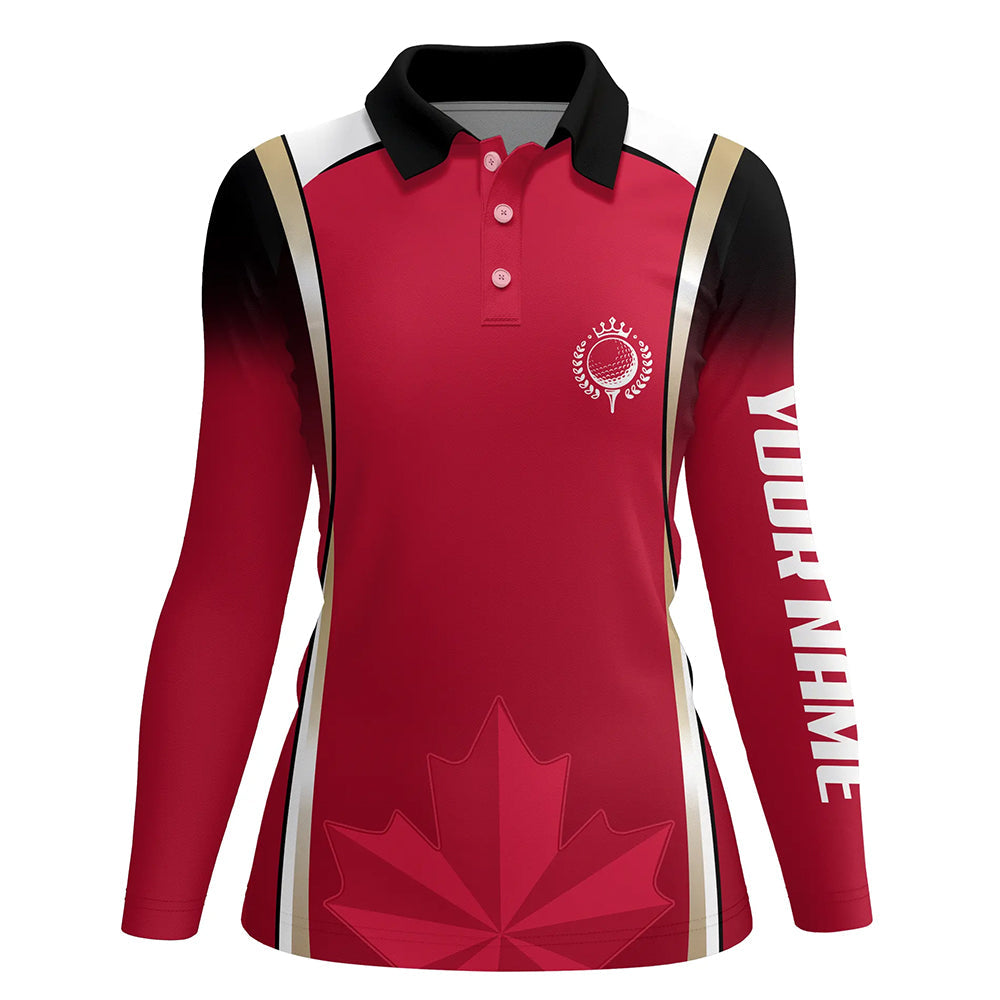 Canadian Maple Leaf Womens Golf Polo Shirts Custom Patriotic Golf Shirts For Women Golf Gifts LDT1470