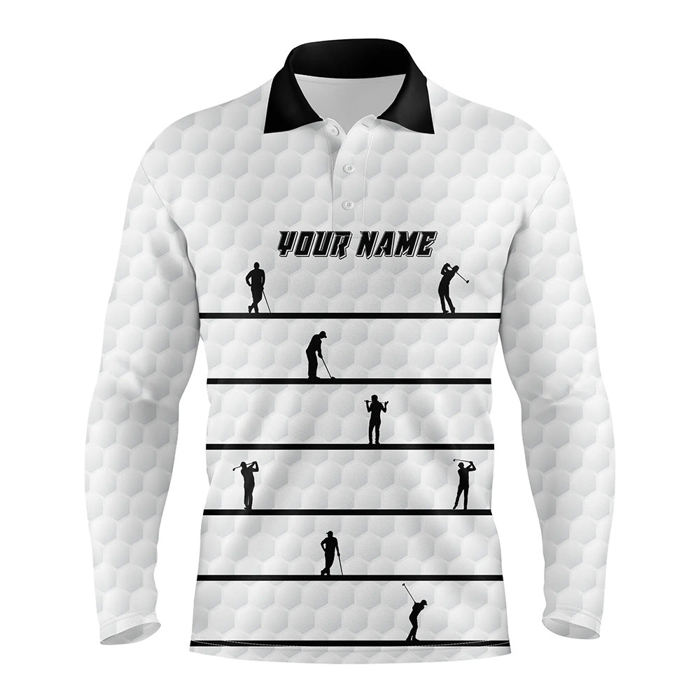Personalized Black White Golfer Mens Polo Shirts Custom Cool Golf Shirts For Men White Golf Pattern LDT0953