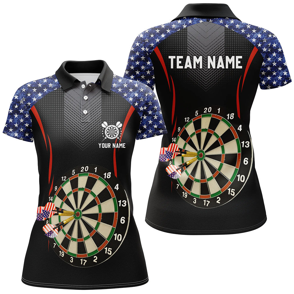 American Flag Darts Polo Shirt With Name Patriotic Darts Shirt For Wom Myfihu 7372