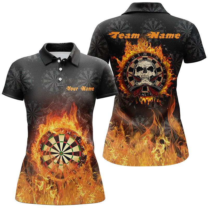 Fire Flame Skull Darts Womens Polo Shirts Custom Darts Shirt For Women Myfihu 2863