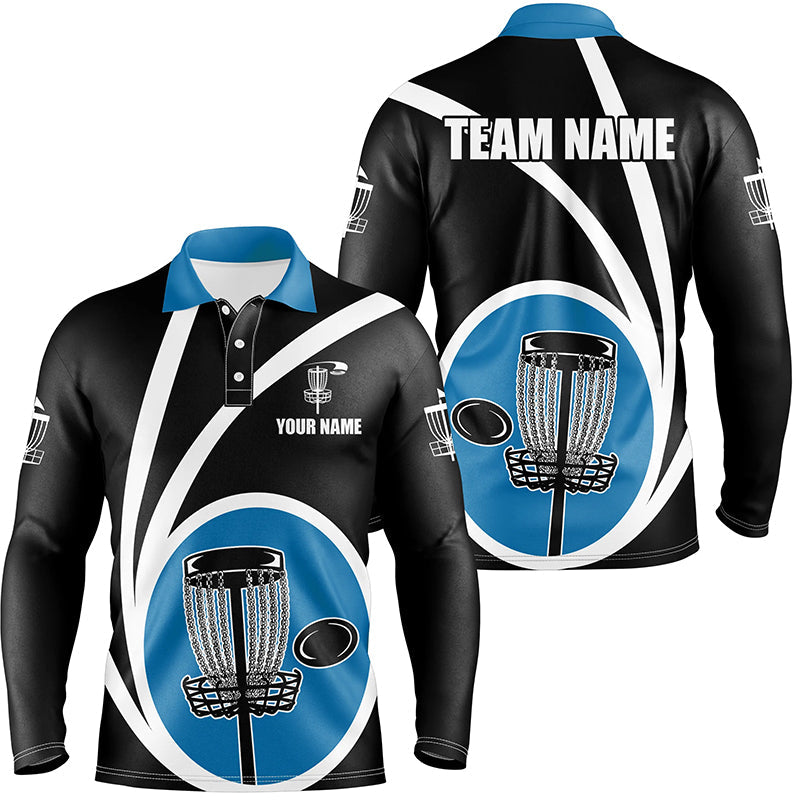 Customized Black Blue Mens Disc Golf Polo Shirts Cool Disc Golf Shirt For Male Team Golf Gifts LDT1245