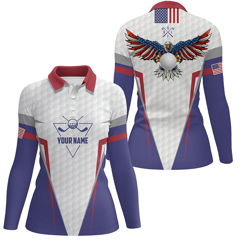 American Flag Golf Polo Shirt Custom Us Eagle Golf Shirts For Women Pa