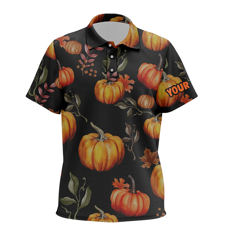Watercolor Pumpkin Thanksgiving Golf Kids Polo Shirt Customized Fall Pattern Golf Shirts For Kid LDT0878
