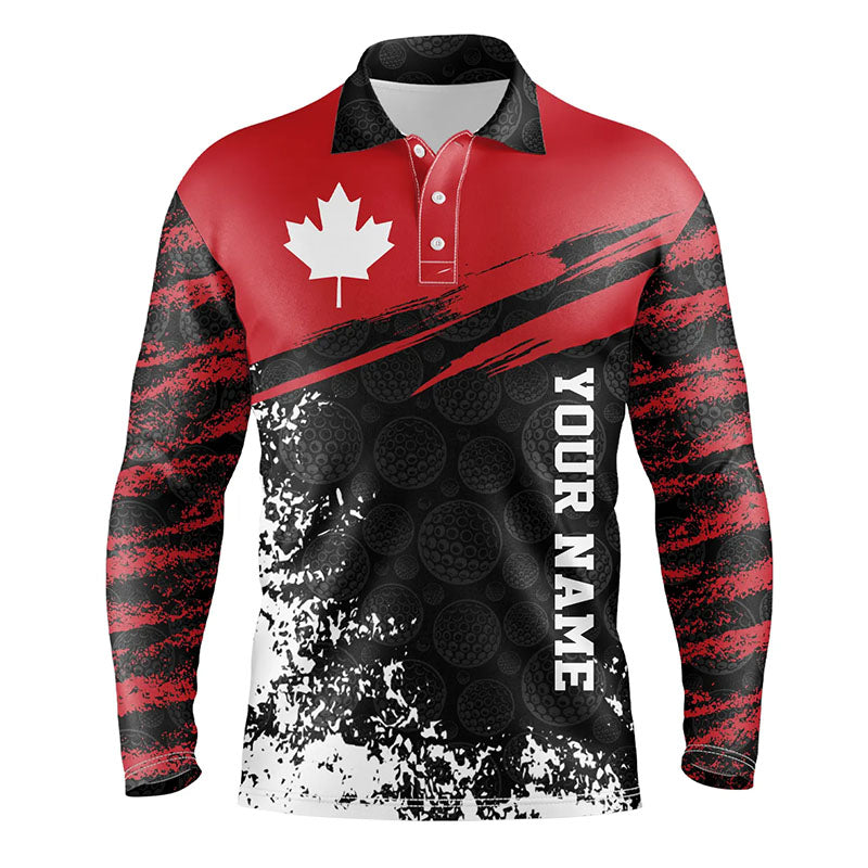 Retro Canadian Golf Mens Polo Shirt Custom Canada Flag Patriotic Golf Tops For Men Golfing Gifts LDT0890