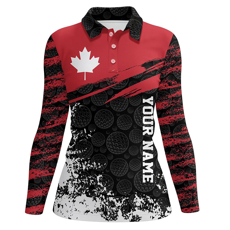 Retro Canadian Golf Polo Shirt Custom Canada Flag Patriotic Golf Tops For Women Golfing Gifts LDT0890