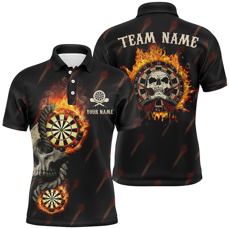 Personalized Darts Flame Skull Mens Polo Shirts Custom Fire Crazy Dart Myfihu 9350