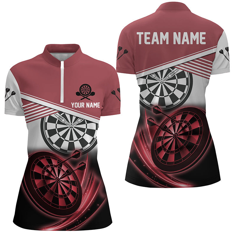 Personalized Red Black Dart Quarter-Zip Shirt Custom Cool Dart Shirt For Women Team Jersey LDT0707