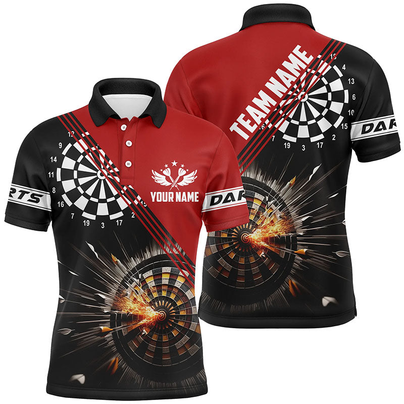 Black Red Darts Fire Personalized Mens Polo Shirt Custom Dart Jerseys Myfihu 8333