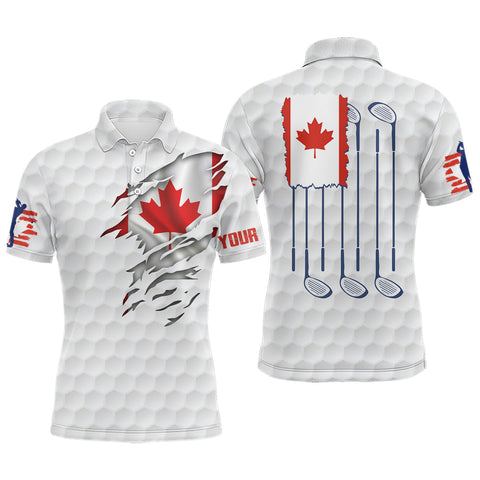 3D Canada Flag Golf Pattern Mens Polo Shirt Red Maple Leaf Golf Tops For Men Patriotic Golf Gifts LDT0494
