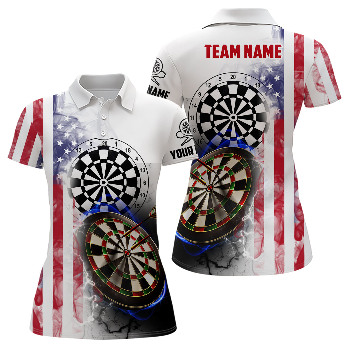 Smoky American Flag Darts Polo Shirt Custom Patriotic Darts Shirt For Myfihu 0442