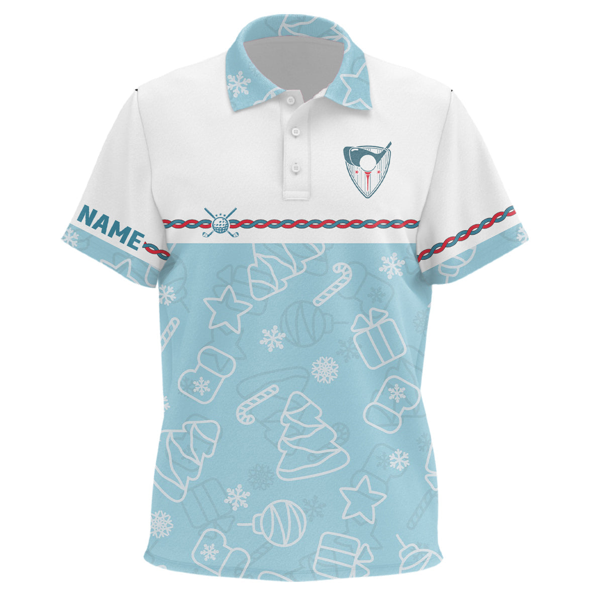 Blue Winter Holly Seamless Custom Kids Golf Polo Shirts Christmas