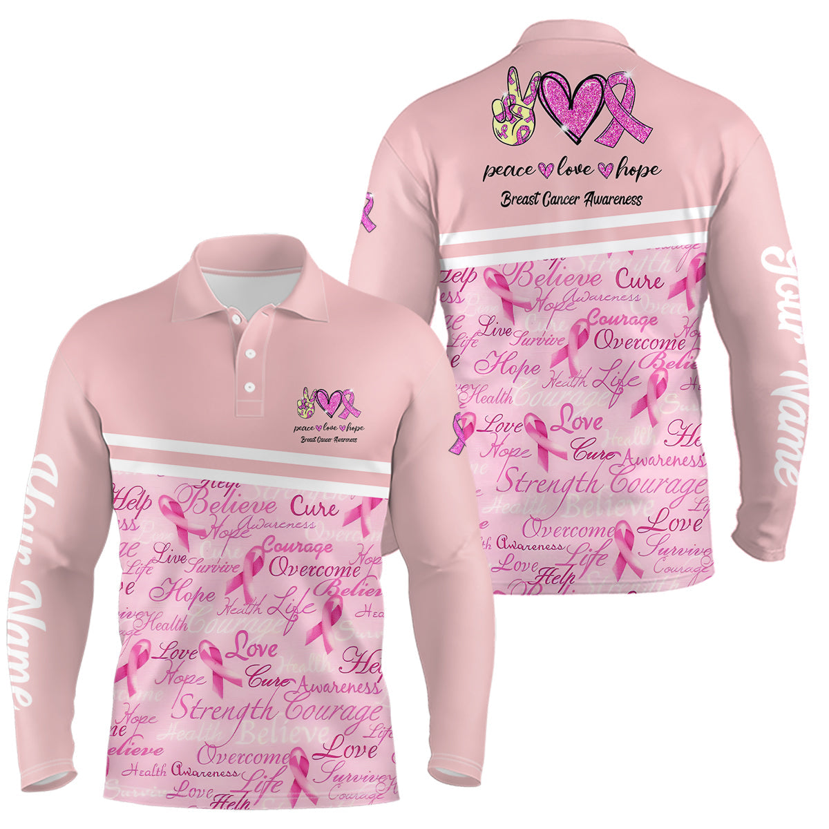 Breast Cancer Awareness Pink Mens Golf Polo Shirt Custom Golf Shirts For Men Best Golf Gifts LDT0389