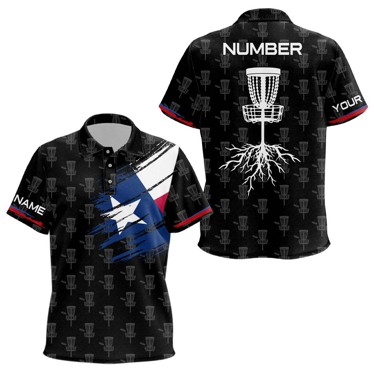 Texas Flag Kids Disc Golf Shirt Basket Tree Customized Patriotic Disc Golf Shirts For Kid LDT1482