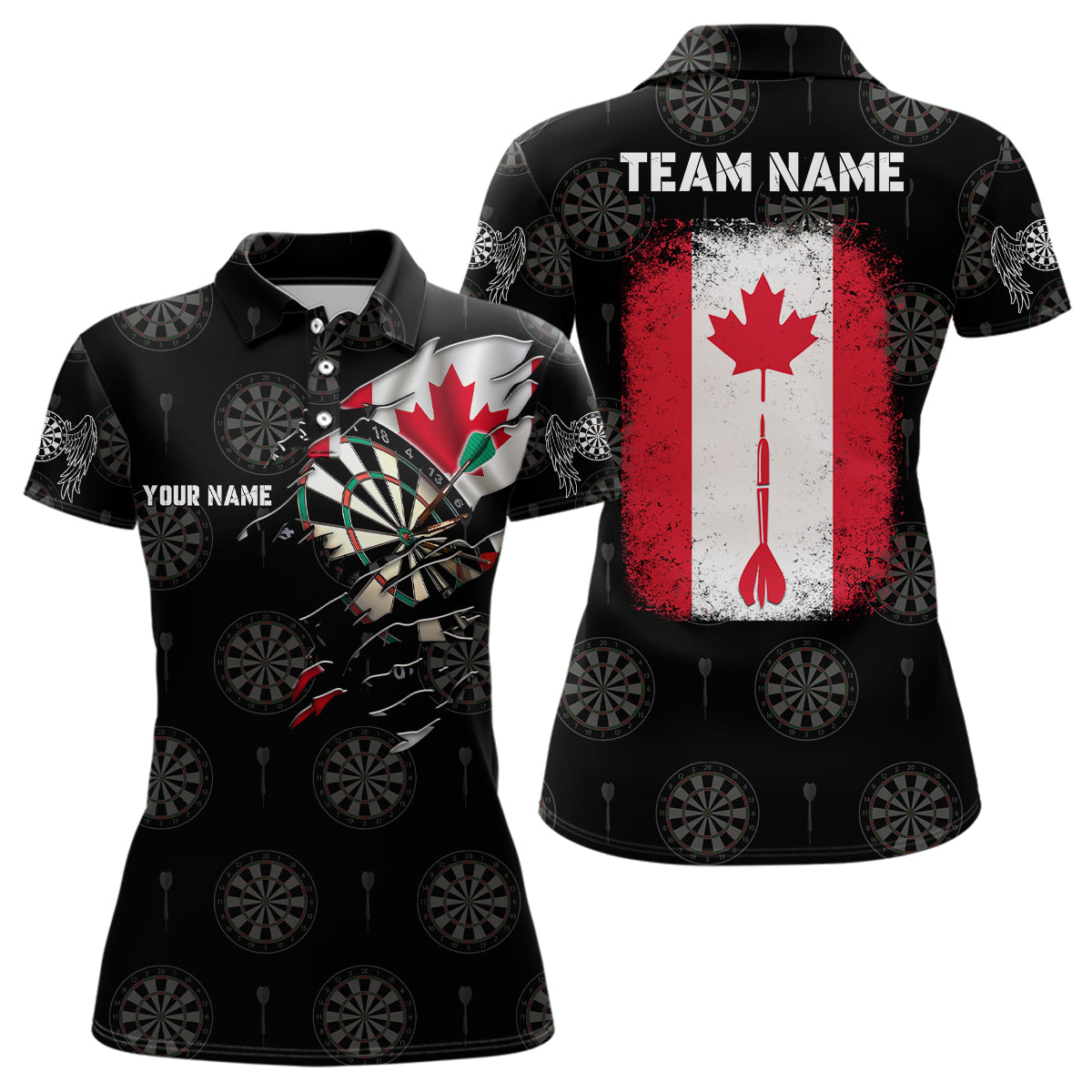 Personalized Retro Canada Flag Darts Polo Shirt Custom Patriotic Darts Jersey For Women LDT0958