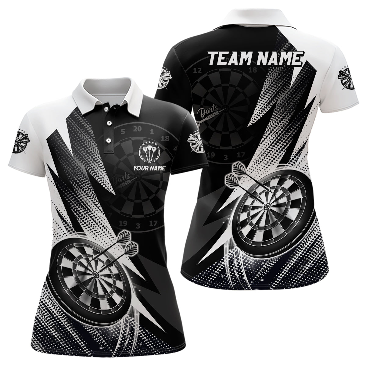 Personalized Black White Darts Polo Shirt Custom Cool Darts Shirt For Women Team Jersey LDT0961